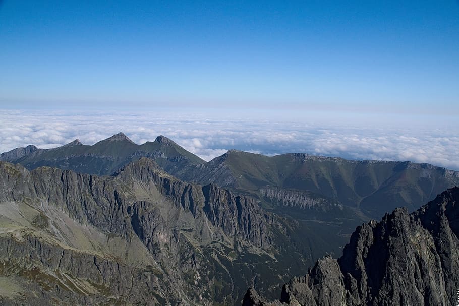 mountains, sky, top view, landscape, clouds, tatry, the high tatras HD wallpaper