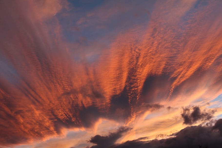 photography of clouds and blue sky, sunset, weather, nature HD wallpaper