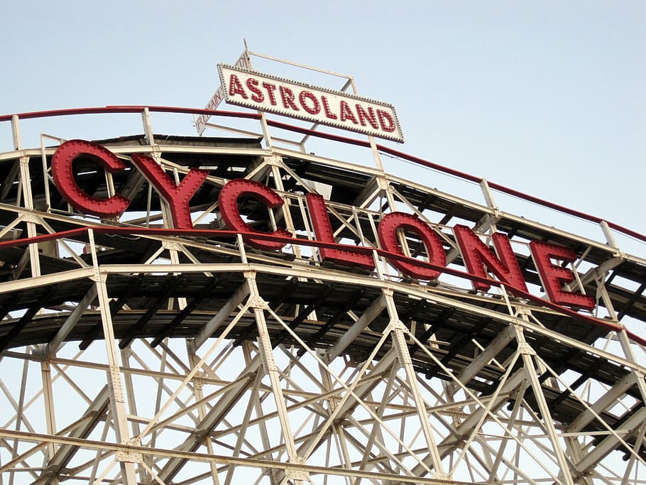 coney island, brooklyn, roller coaster, cyclone, astroland, HD wallpaper