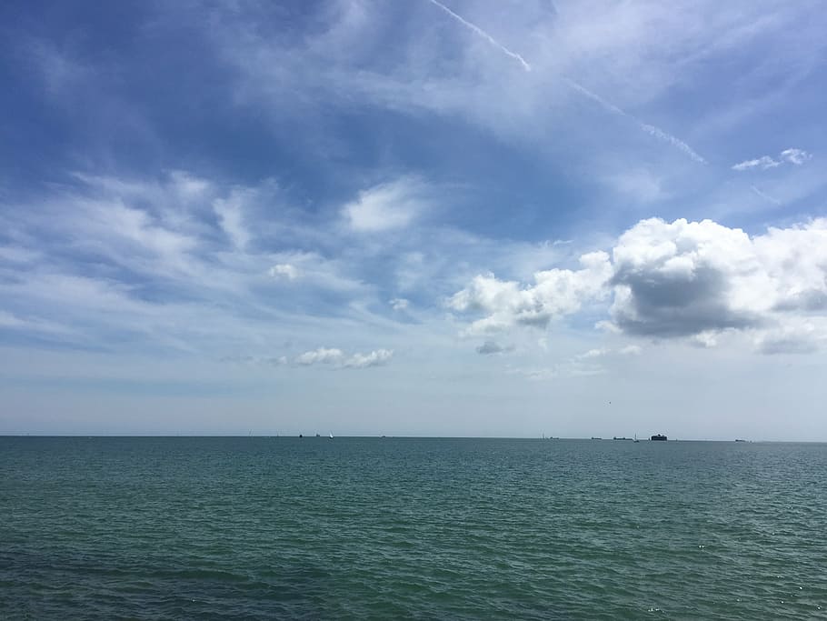 sea, sky, summer, clouds, ocean, nature, travel, blue, beach HD wallpaper