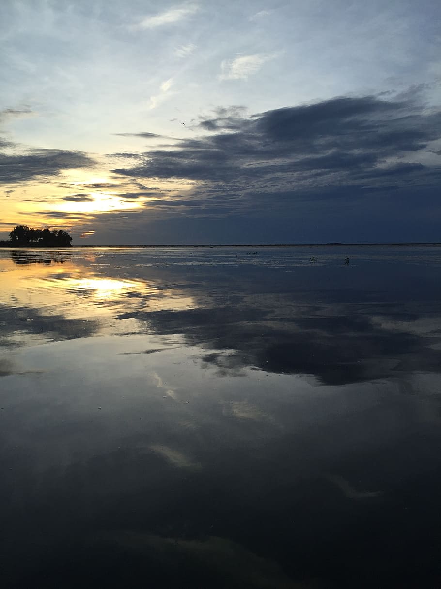 view, lake, sun, sky, water, cloud - sky, scenics - nature HD wallpaper