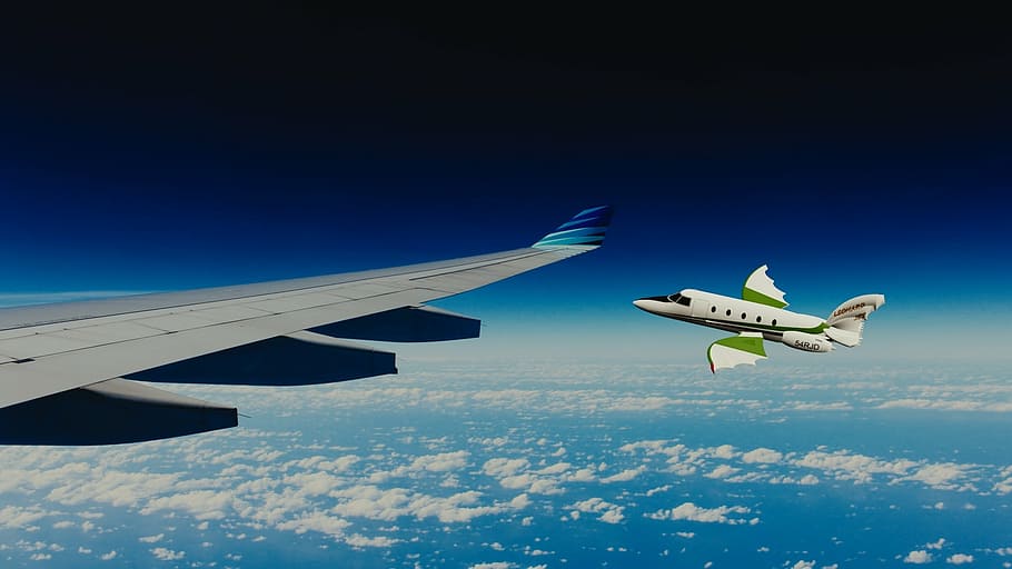 aircraft, plane view, sky, clouds, airplane, transportation HD wallpaper