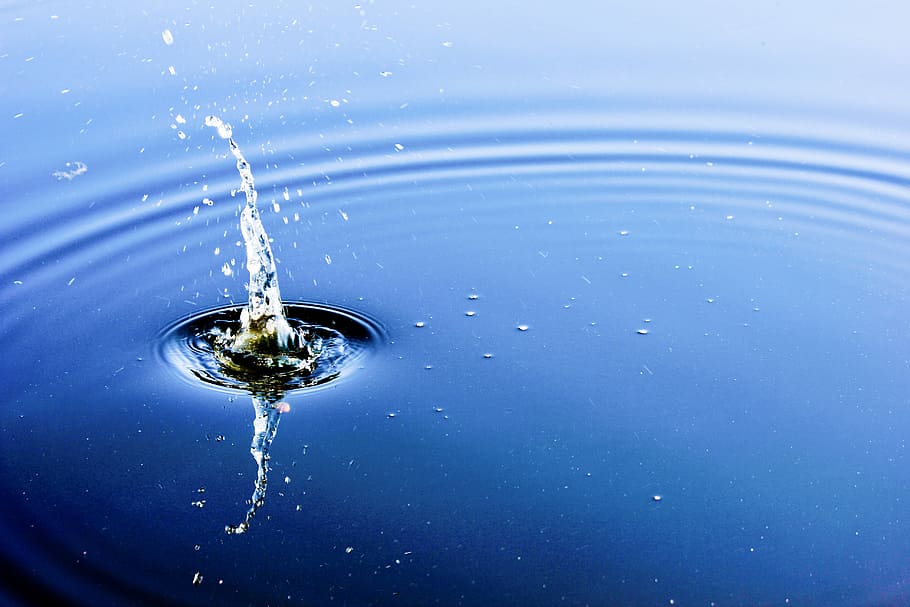 Water, Drip, Circle, Wave, Liquid, water feature, drop, blue HD wallpaper
