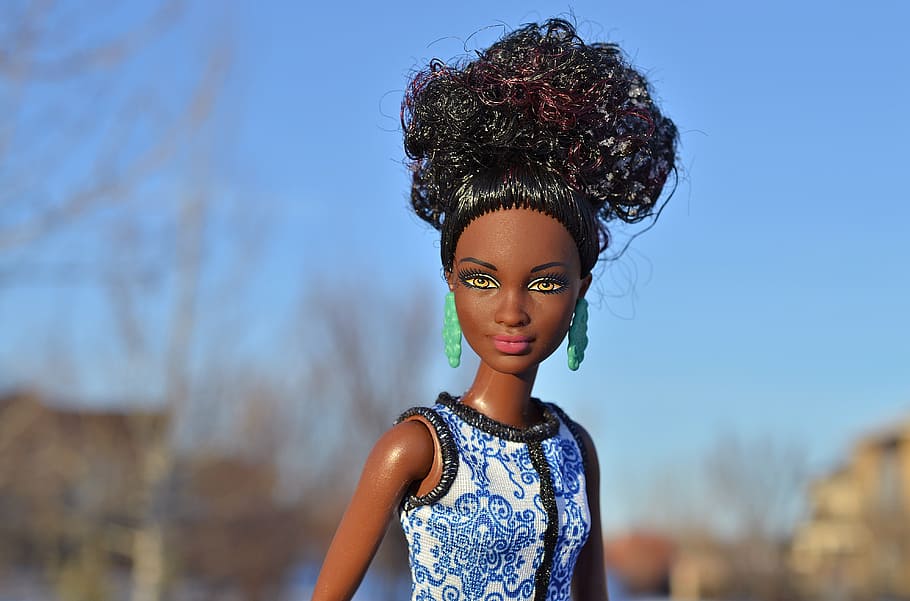 Barbie doll, black, african-american, model, girl, female, dress, HD wallpaper