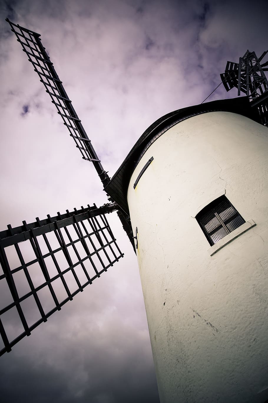 nature, sky, clouds, purple, windmill, lighthouse, windows HD wallpaper