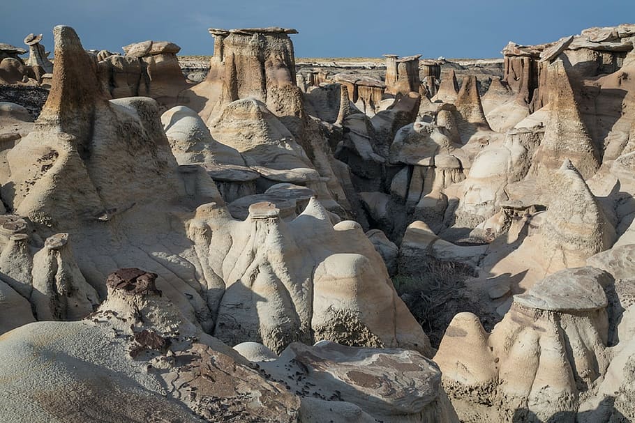 brown rock formation, bisti, de-na-zin wilderness, badlands, geological, HD wallpaper