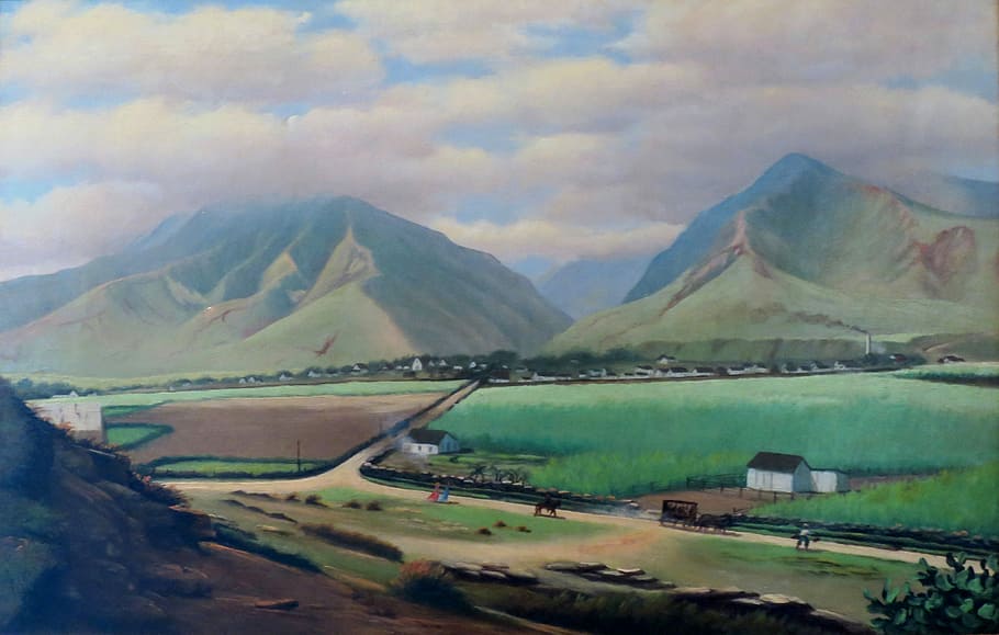 Pre-1903 Wailuku and Iao Valley in Hawaii, art, hills, landscape, HD wallpaper