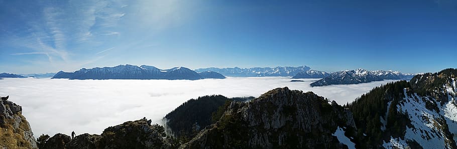 Mountains, Panorama, Clouds, Alpine, sky, summit, landscape HD wallpaper