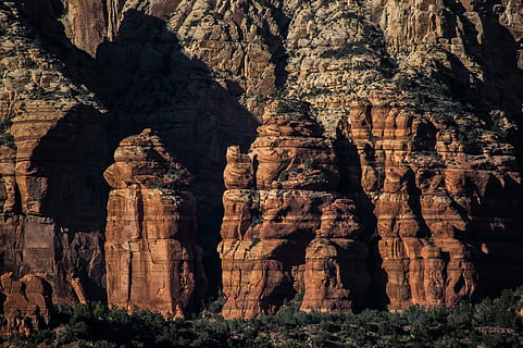 aerial photography of canyon during day, brown rocky mountain HD wallpaper