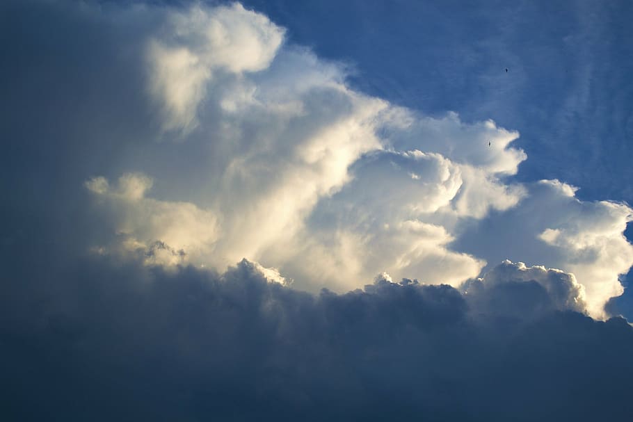 sky, clouds, blue, day, heaven, cloudscape, outdoors, sunlight HD wallpaper