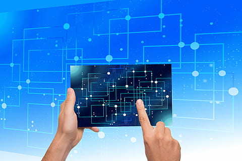 blue abstract wallpaper, touch, board, conductors, circuits HD wallpaper