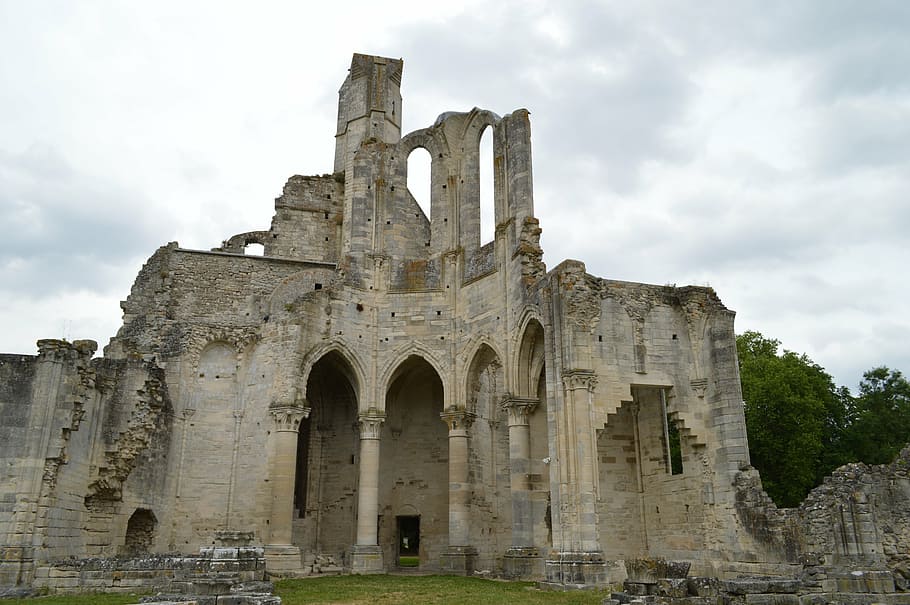 ruins, chaalis, abbey, oise, ile-de-france, architecture, old Ruin, HD wallpaper