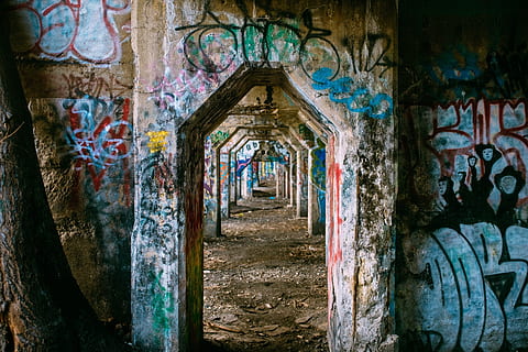 graffiti on wall at daytime, abandoned, building, graffiti wall HD wallpaper