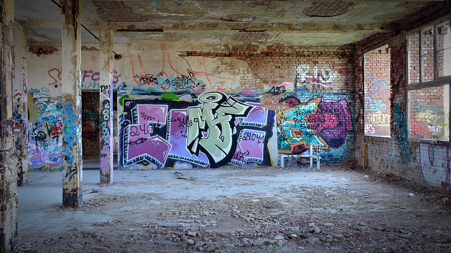 Lost, Ruin, Graffiti, lost places, industrial building, leave, HD wallpaper