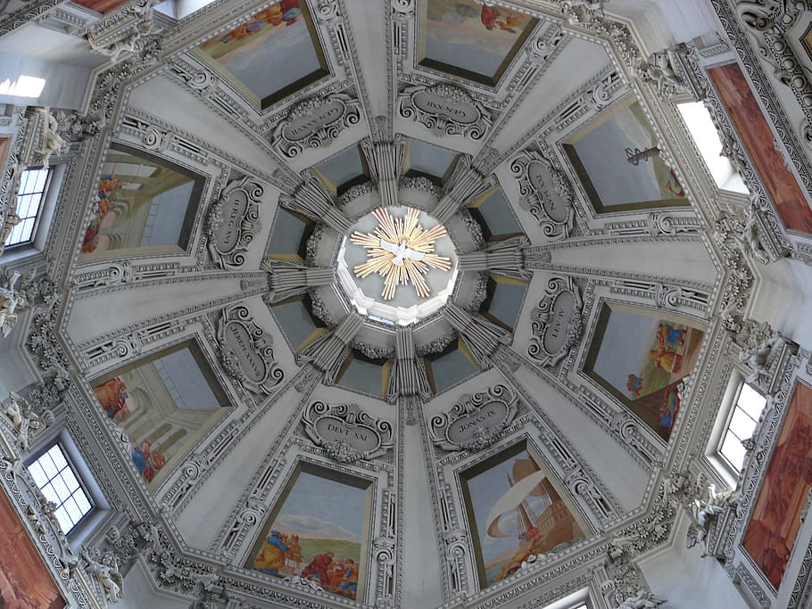 ceiling, architecture, inside, interior, low angle view, built structure HD wallpaper