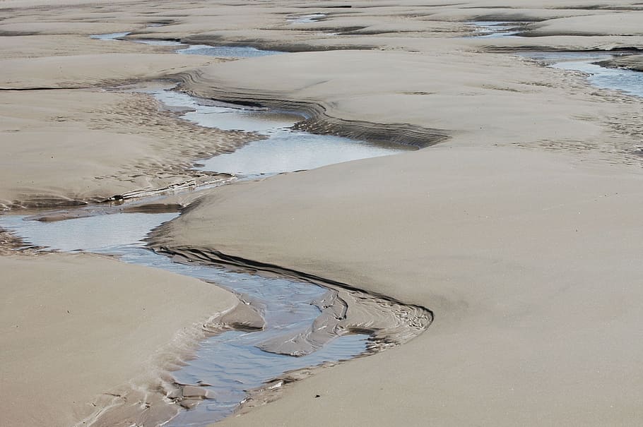 ebb, tides, beach, coast, england, watts, sea, priel, low tide HD wallpaper