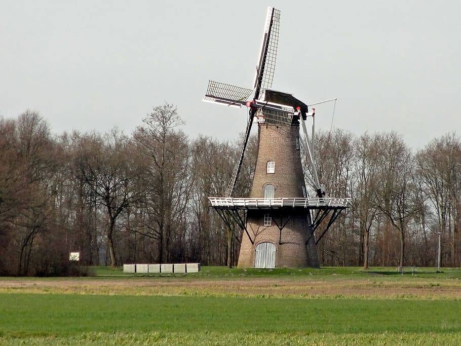 Windmill, Netherlands, Building, juffer, power, wings, energy HD wallpaper