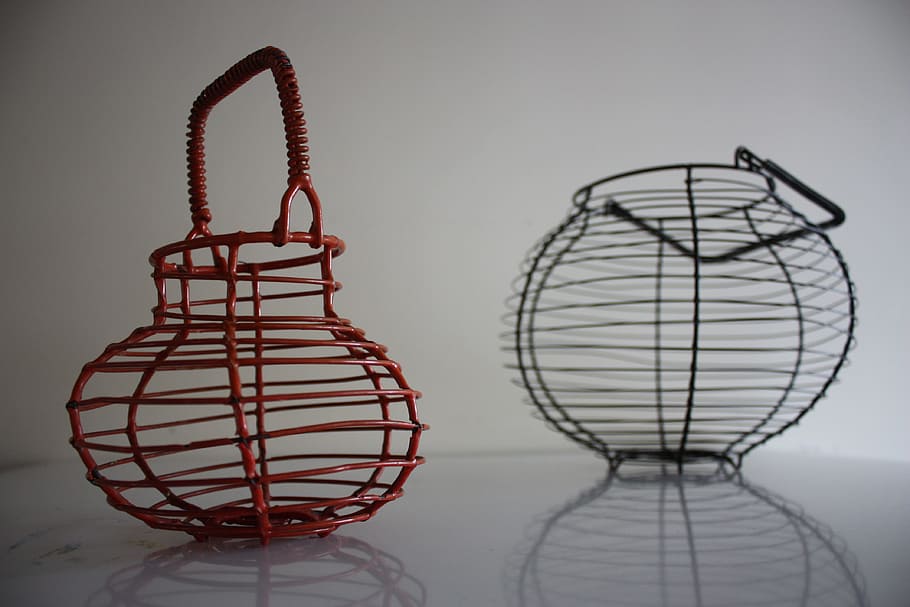 egg basket, thread, orange, background, decoration, easter HD wallpaper