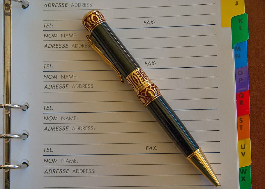 black and brown pen on notebok, diary, appointment, address HD wallpaper