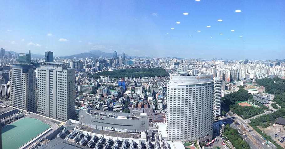 high-rise buildings during daytime, seoul, korea, city, skyline