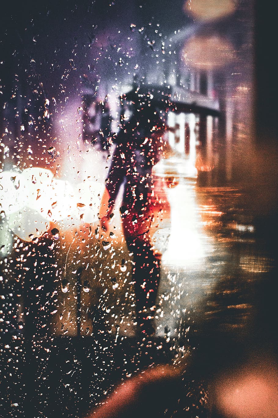 people, blurred Motion, street, abstract, wet, walking, night HD wallpaper