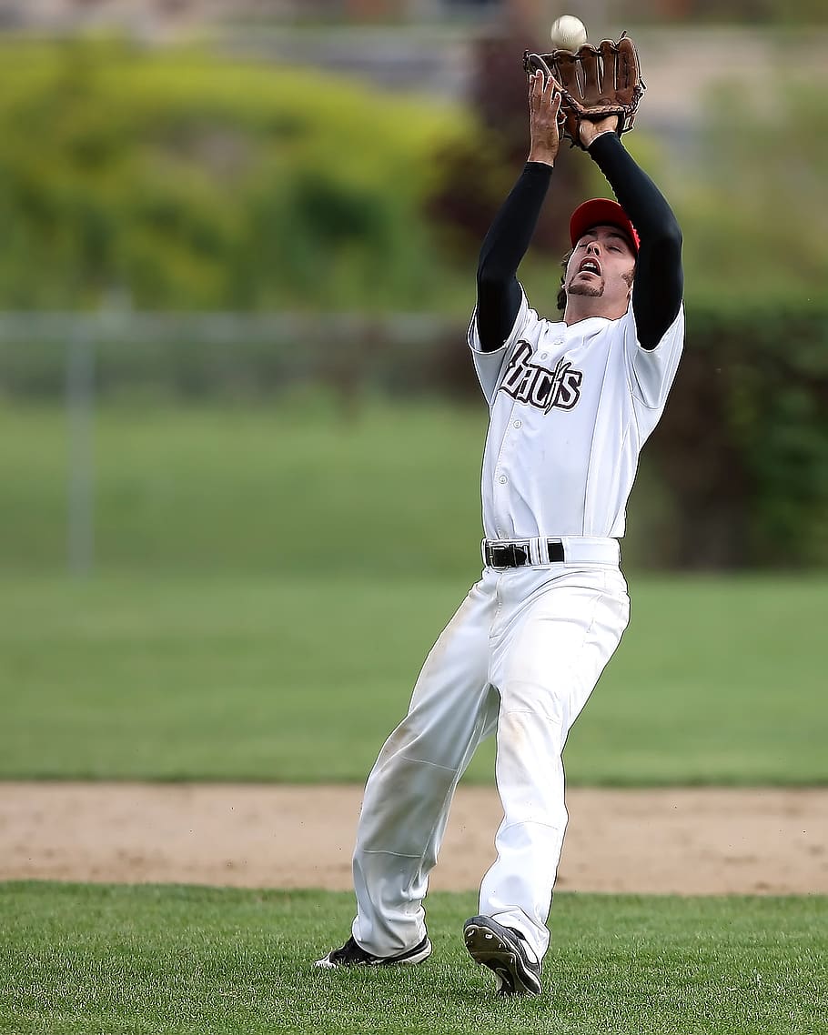 HD wallpaper: baseball, player, infielder, catch, sport, uniform, game