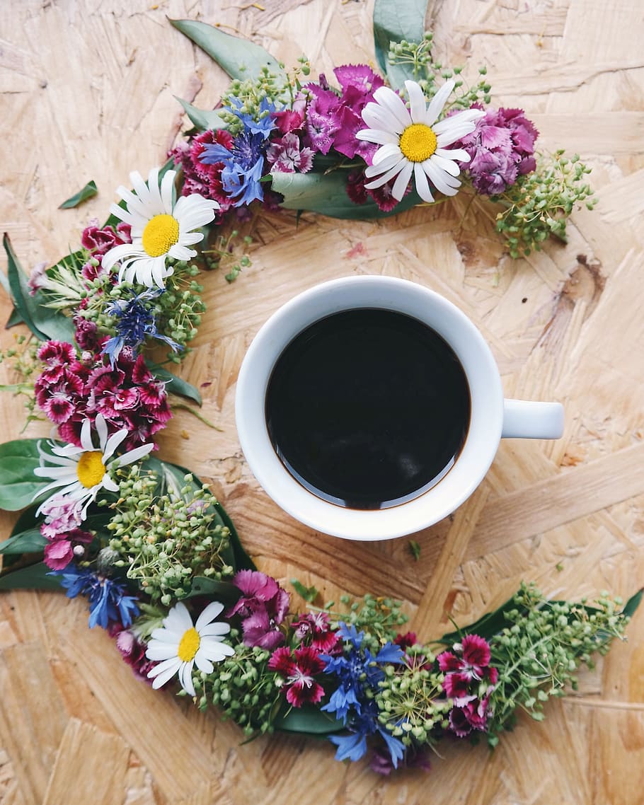 wood, caffeine, coffee, cup, aromatic, black coffee, chamomile HD wallpaper