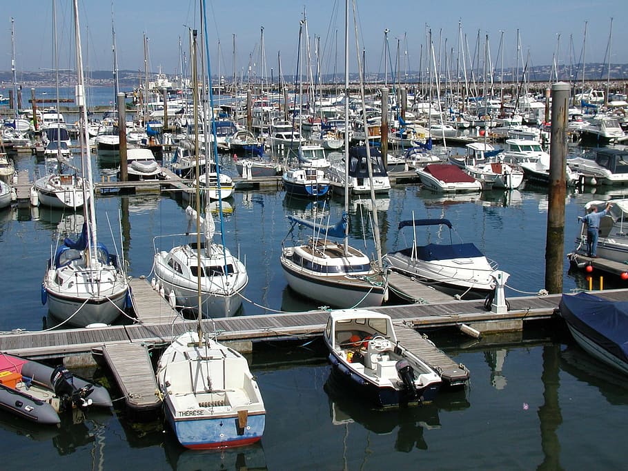 marina, brixham, devon, sea, boats, ships, yachts, pier, vessels HD wallpaper