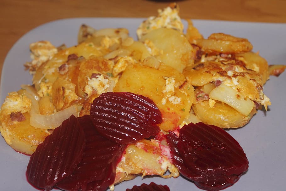 fried potatoes, beetroot, eat, meal, food, delicious, healthy HD wallpaper