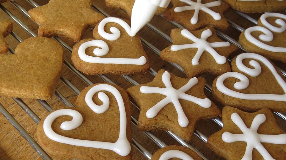 cookies, baking, icing, gingerbread, christmas, preparation HD wallpaper