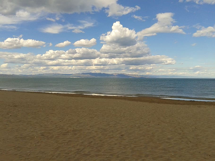 beach, catalonia, riumar, spain, sea, land, sand, sky, cloud - sky HD wallpaper