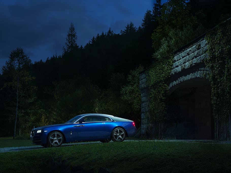 coupe driving on road, the car, rolls-royce wraith, a car, darck, HD wallpaper