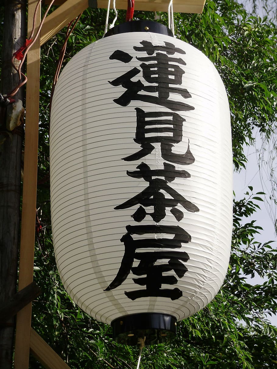 japan, lantern, map, plant, communication, text, tree, day HD wallpaper