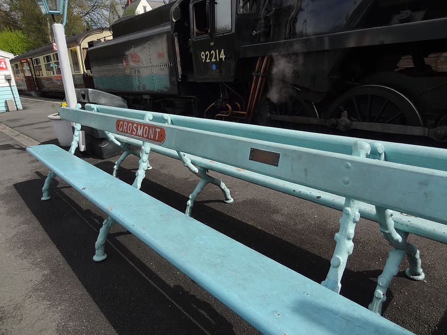 north yorks, railway, bench, transportation, mode of transportation HD wallpaper