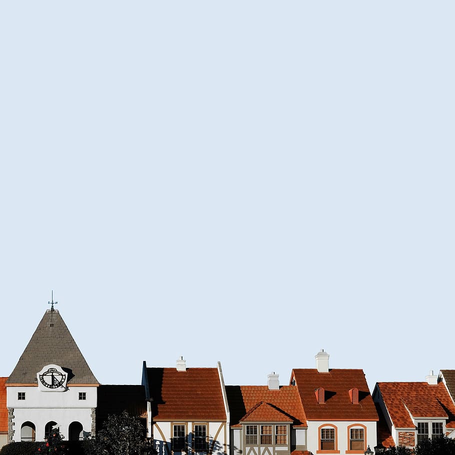 brown and white houses under blue cloudy sky, architecture HD wallpaper