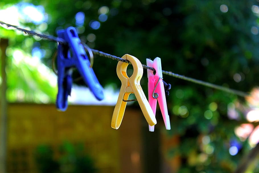 three assorted-color clips on hanger, inspirational, idea, creative HD wallpaper