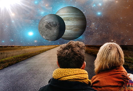 man and woman standing beside each other, road, asphalt, human HD wallpaper