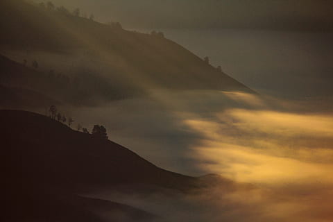 Shadow, Morning, Dusk, Clouds, Mountain, sky, nature, landscape HD wallpaper