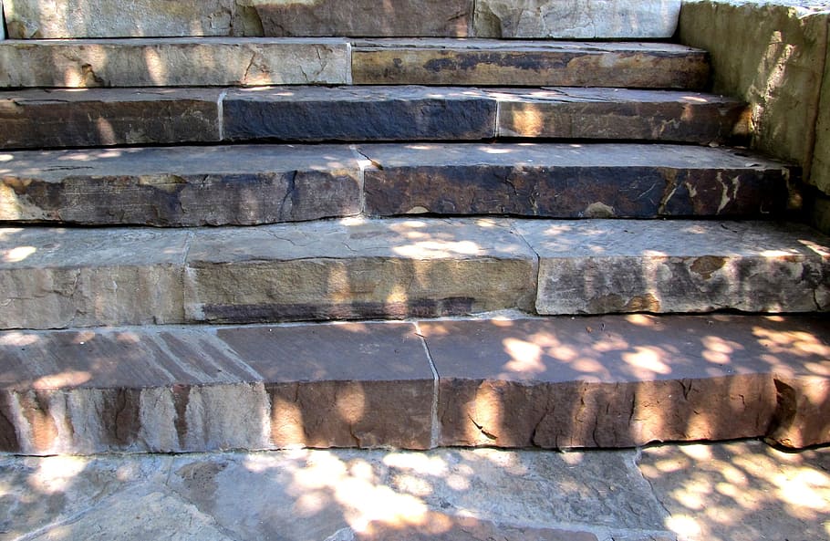 steps, stairs, stone, rock, natural, garden, staircase, backgrounds, HD wallpaper