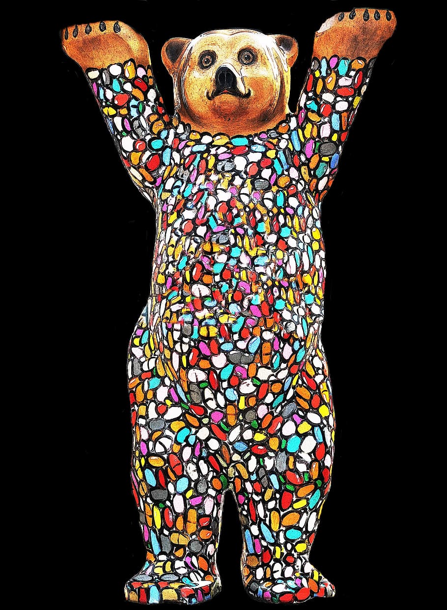bear, colorful, abstract, creative, mosaic, multi colored, indoors HD wallpaper