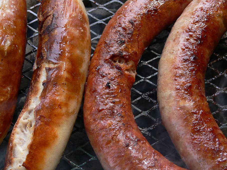 barbecue, sausage, background, texture, fried, food, nature HD wallpaper