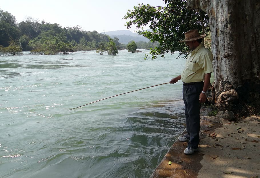 fishing, angling, angler, river, kali, water, flow, scenery HD wallpaper