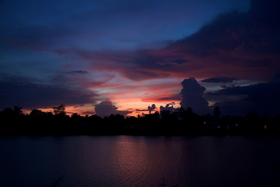 Sunset, Laos, Mekong River, the mekong river, in the evening, HD wallpaper
