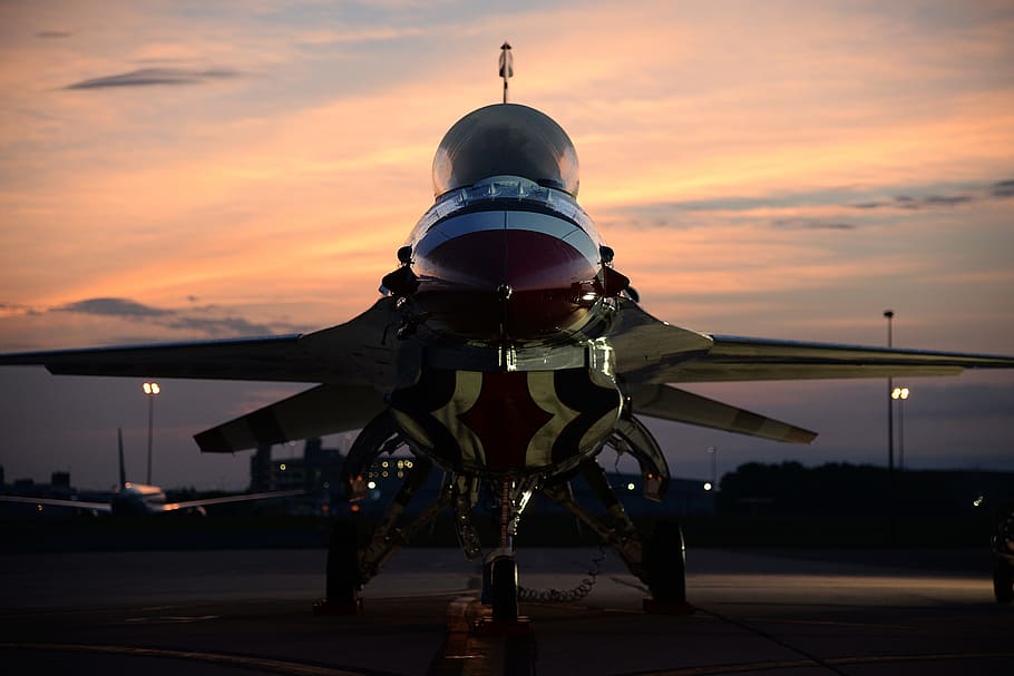 maroon aircraft, f-16 thunderbird, aviation, fighting falcon