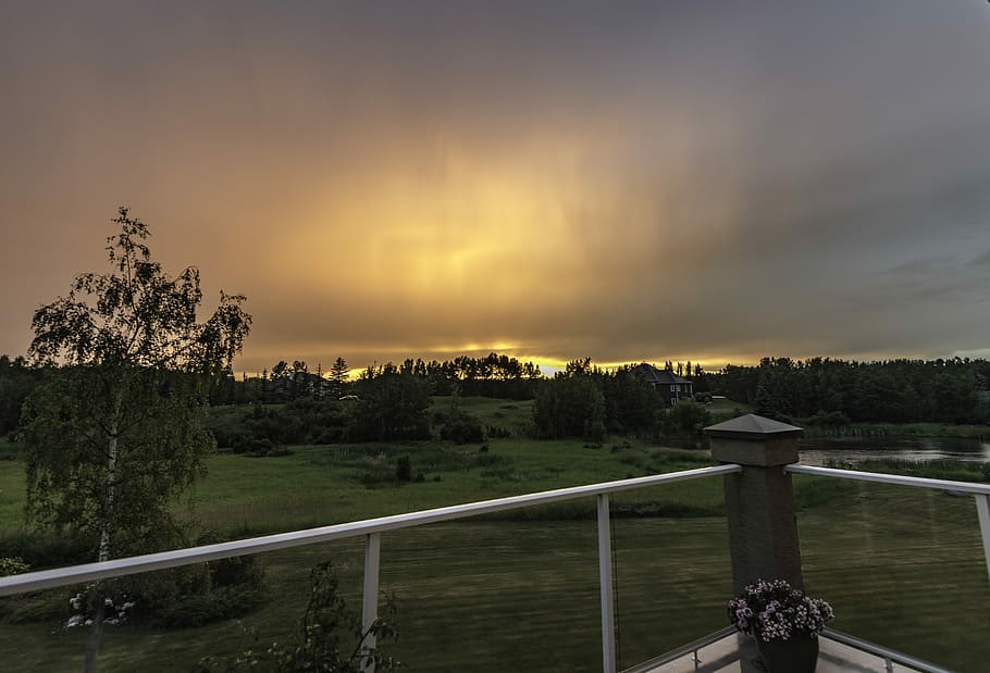 Sunset, Nature, Sky, rain, summer, outdoor, cloud, dusk, evening HD wallpaper