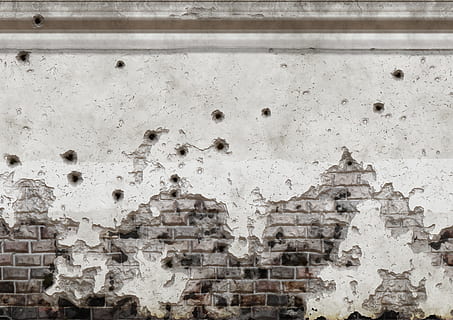 photo of gray concrete bricks, wall, morbid, holes, structure HD wallpaper