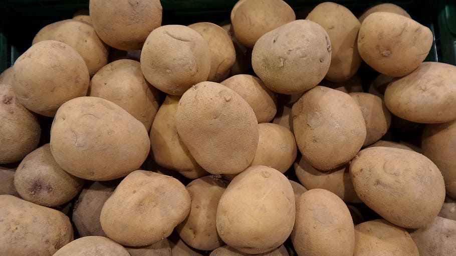 bunch of potatoes, vegetables, tuber, fruit, business, market HD wallpaper
