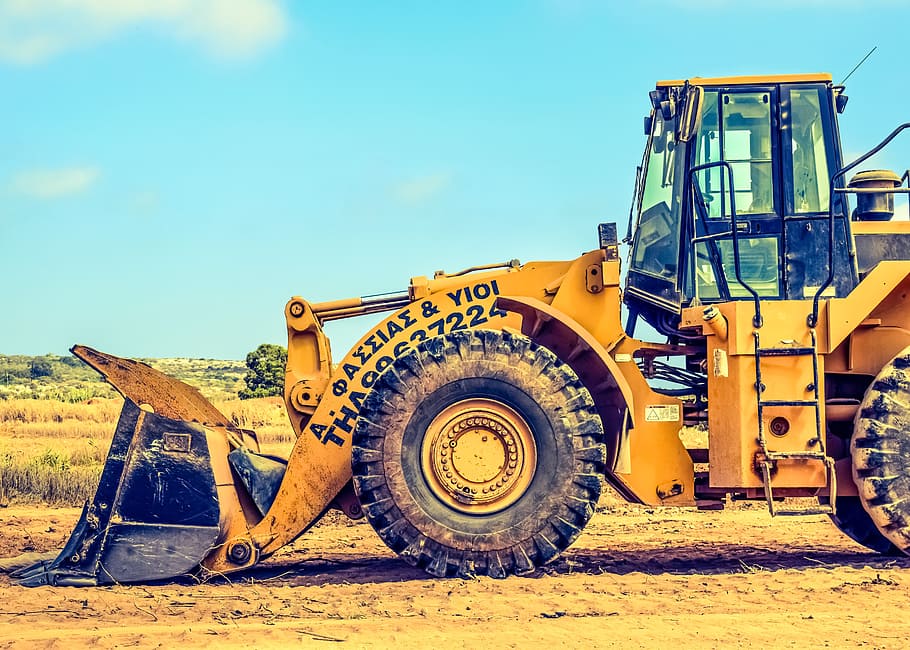 bulldozer, heavy machine, equipment, vehicle, machinery, yellow