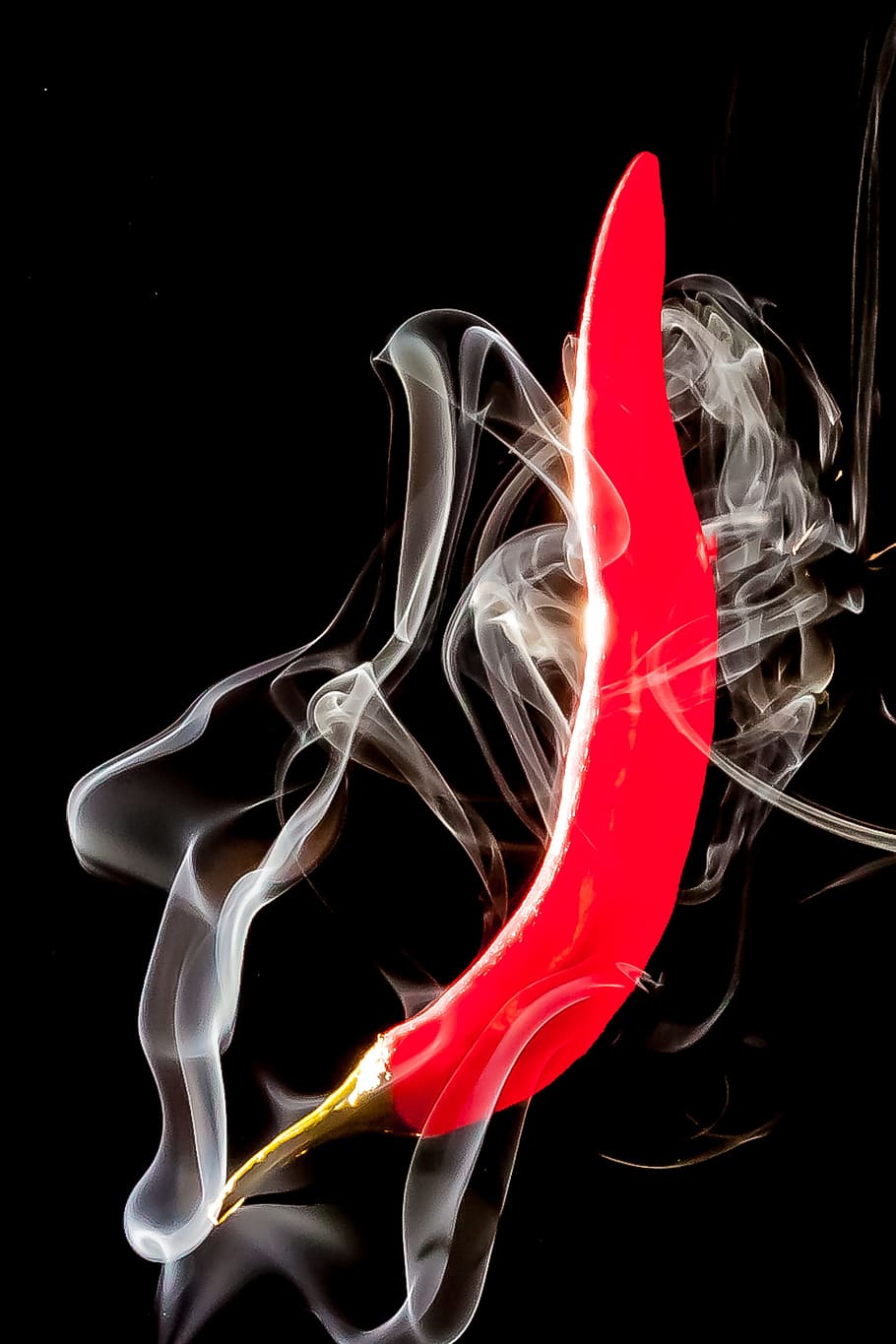 Pepperoni, Smoke, Studio, Vegetables, abstract, backgrounds HD wallpaper
