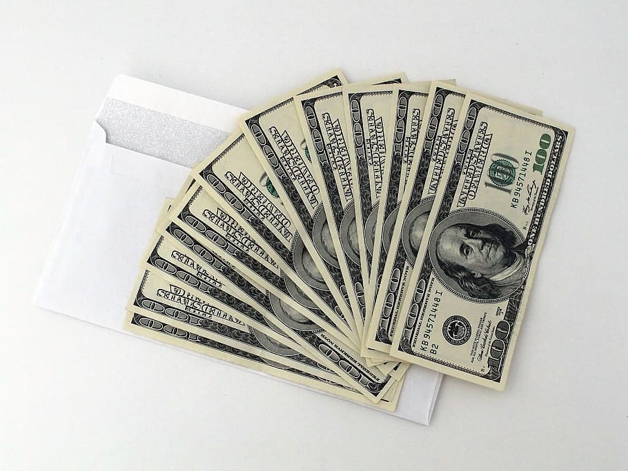 fan of 100 US dollar banknotes, Dollars, Envelope, Money, Corruption HD wallpaper